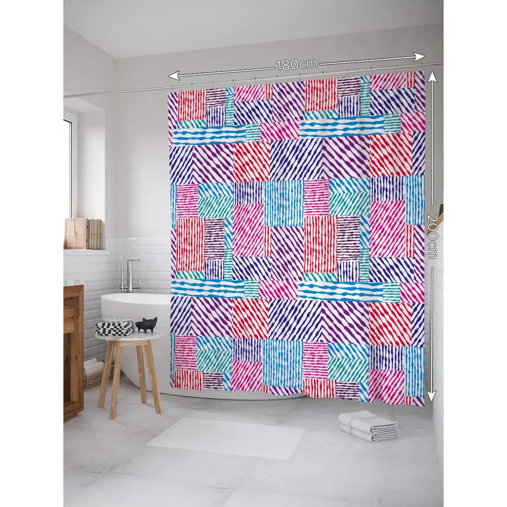 Фото 2 Шторка для ванной комнаты JoyArty sc_33007 200x180см цвет синий