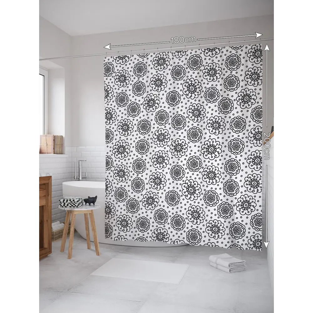 Фото 2 Шторка для ванной комнаты JoyArty sc_28873 200x180см цвет серый серебристый Фото 2 Шторка для ванной комнаты JoyArty sc_28873 200x180см цвет серый серебристый