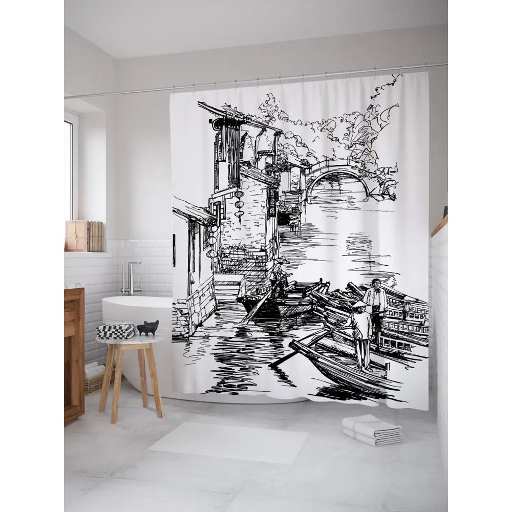 Фото Шторка для ванной комнаты JoyArty sc_37759 200x180см цвет серый серебристый Фото Шторка для ванной комнаты JoyArty sc_37759 200x180см цвет серый серебристый