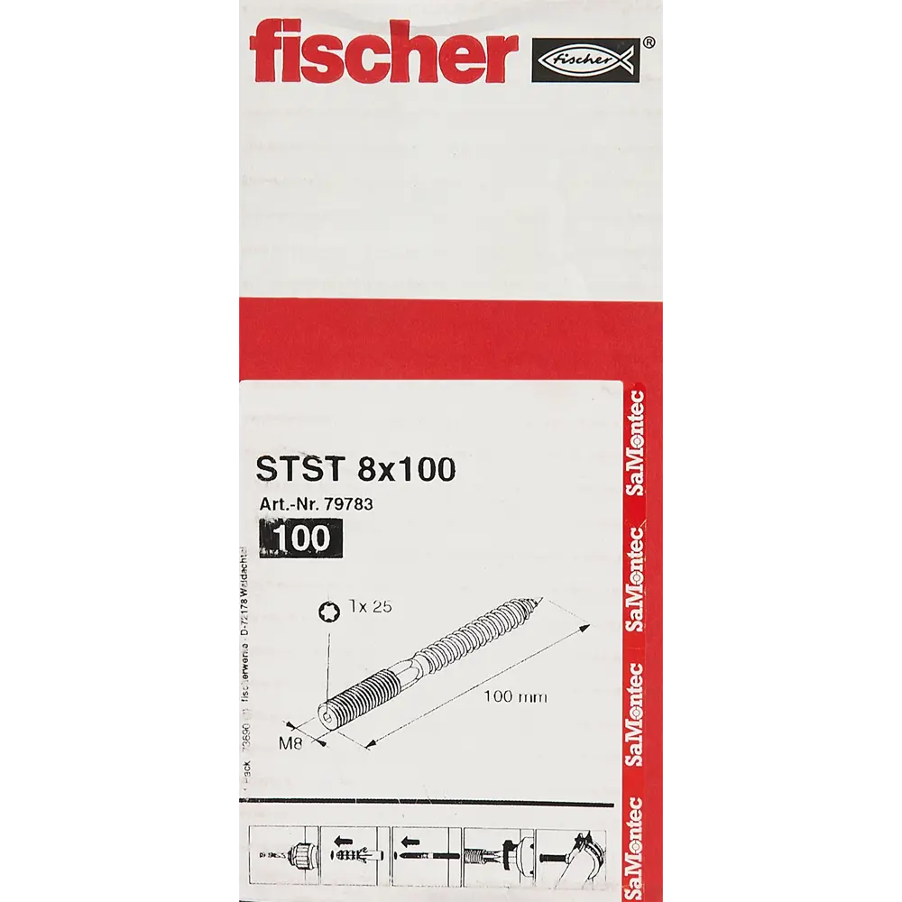 Фото 2 Шпилька сантехническая Fischer STST 8x100 мм, оцинкованная сталь, 100 шт. Фото 2 Шпилька сантехническая Fischer STST 8x100 мм, оцинкованная сталь, 100 шт.