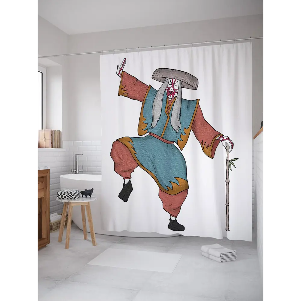 Фото Шторка для ванной комнаты JoyArty sc_37823 200x180см цвет серый серебристый