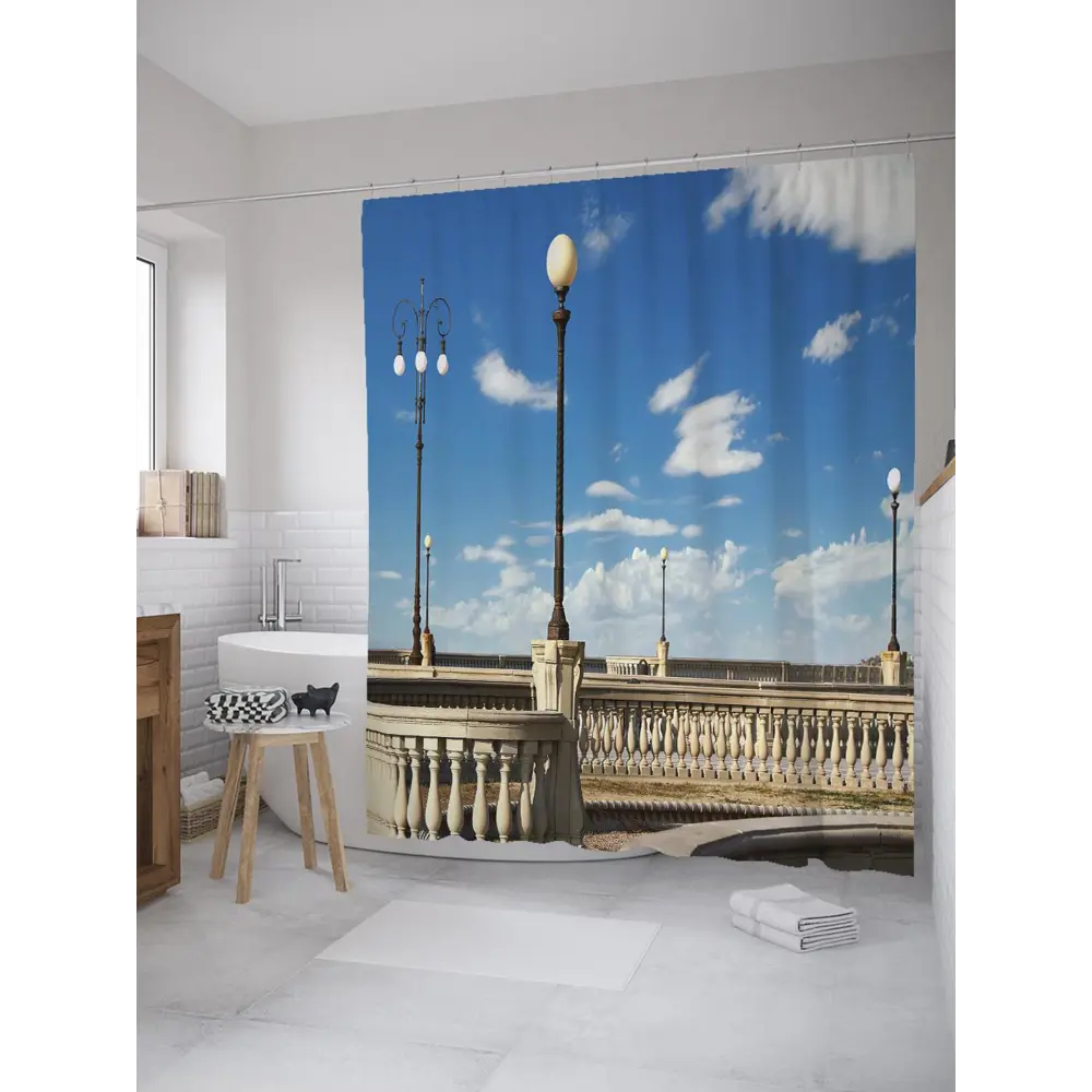 Фото Шторка для ванной комнаты JoyArty sc_34875 200x180см цвет синий