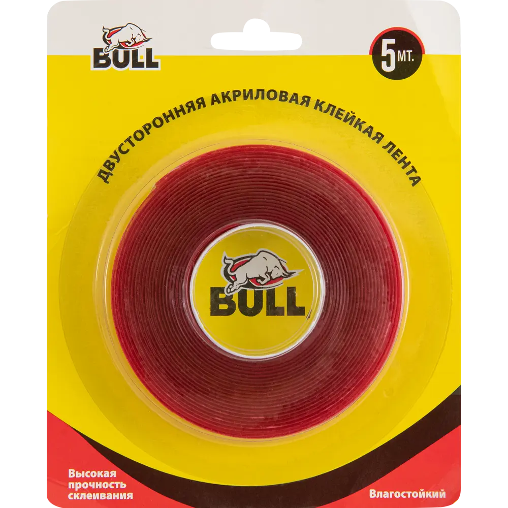 Фото 2 Скотч акриловый двухсторонний для внутренних и наружных работ Bull 20 мм x 5 м цвет прозрачный