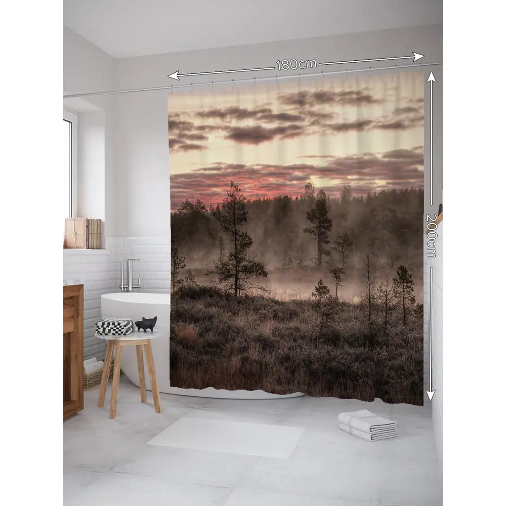 Фото 2 Шторка для ванной комнаты JoyArty sc_4135 200x180см цвет серый серебристый Фото 2 Шторка для ванной комнаты JoyArty sc_4135 200x180см цвет серый серебристый