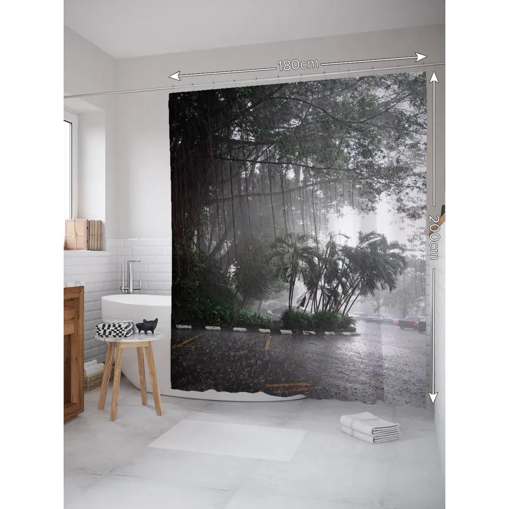 Фото 2 Шторка для ванной комнаты JoyArty sc_4538 200x180см цвет серый серебристый Фото 2 Шторка для ванной комнаты JoyArty sc_4538 200x180см цвет серый серебристый