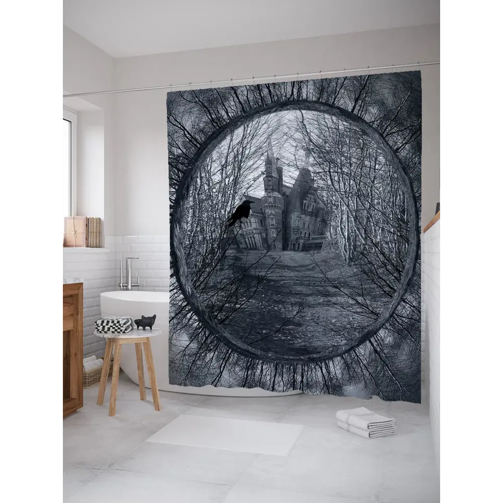 Фото Шторка для ванной комнаты JoyArty sc_4599 200x180см цвет серый серебристый