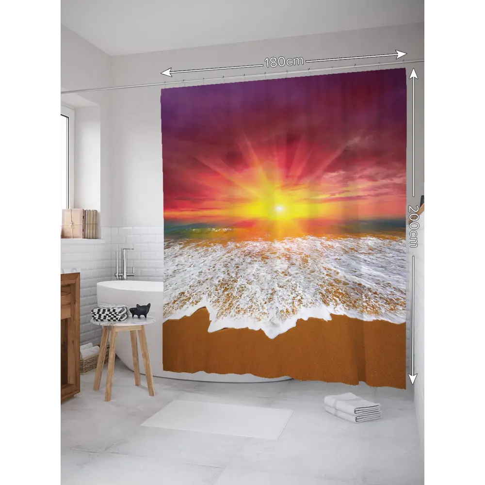 Фото 2 Шторка для ванной комнаты JoyArty sc_3985 200x180см цвет белый Фото 2 Шторка для ванной комнаты JoyArty sc_3985 200x180см цвет белый