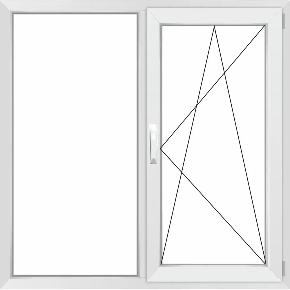 Фото Окно ПВХ Grunder П2_1_Gr_60_REZE_1100*1200 двухстворчатое 120х110см внутренний двухкамерный