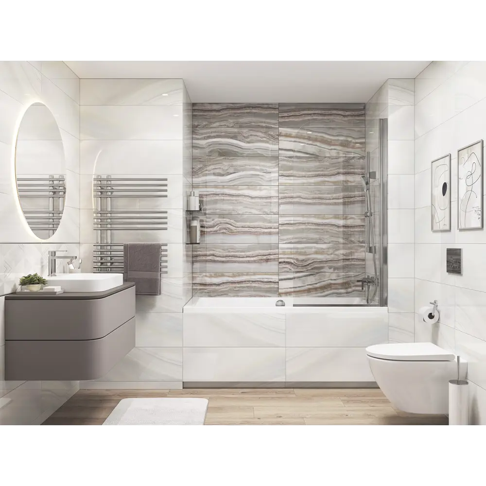 Фото 3 Вставка настенная Cersanit Onyx 25x75 см глянцевая цвет белый Фото 3 Вставка настенная Cersanit Onyx 25x75 см глянцевая цвет белый