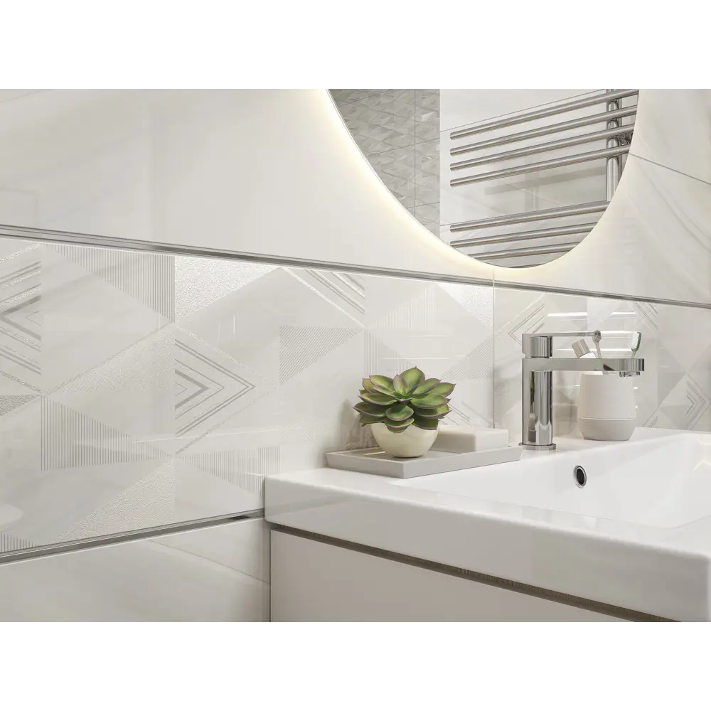 Фото 2 Вставка настенная Cersanit Onyx 25x75 см глянцевая цвет белый Фото 2 Вставка настенная Cersanit Onyx 25x75 см глянцевая цвет белый