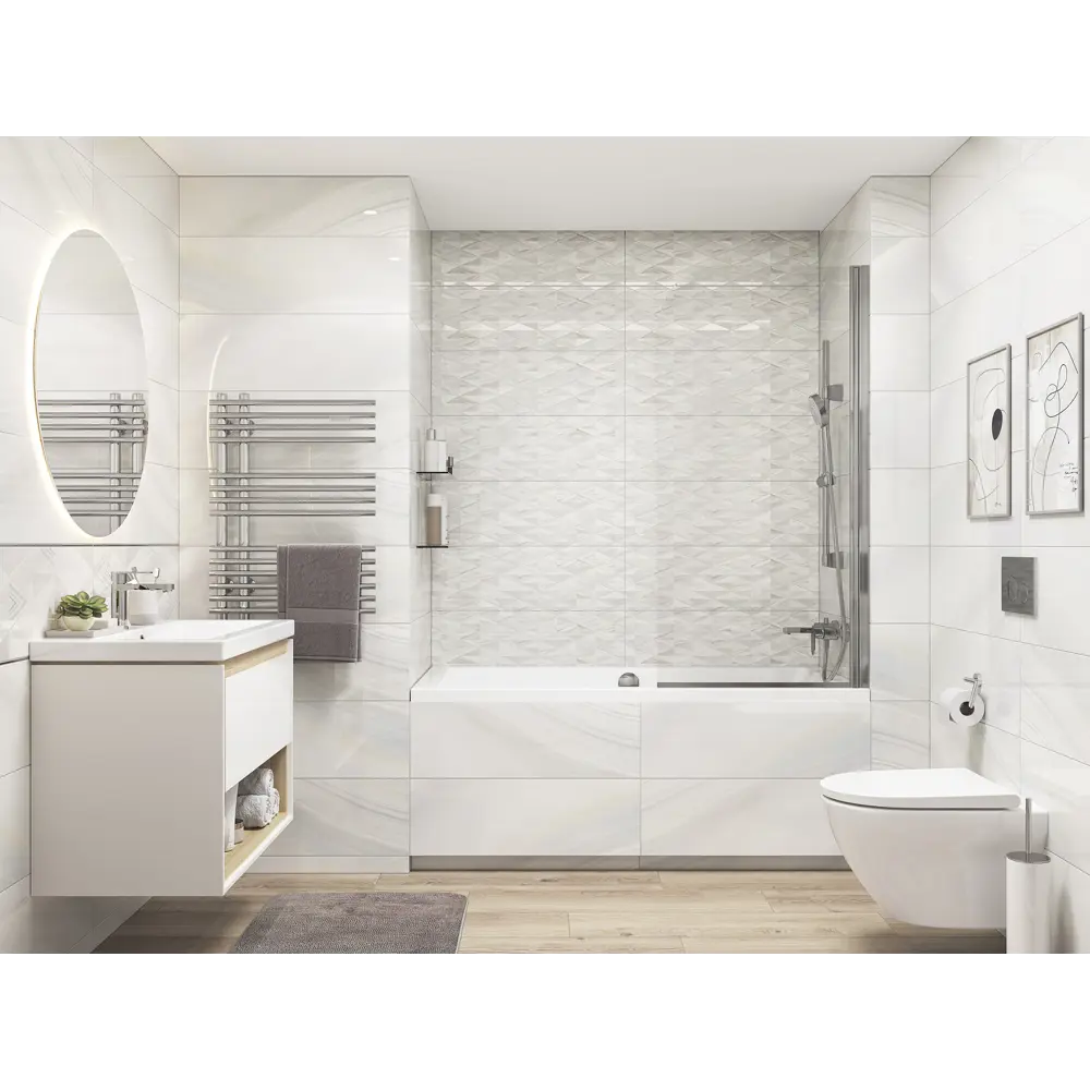 Фото 4 Вставка настенная Cersanit Onyx 25x75 см глянцевая цвет белый Фото 4 Вставка настенная Cersanit Onyx 25x75 см глянцевая цвет белый