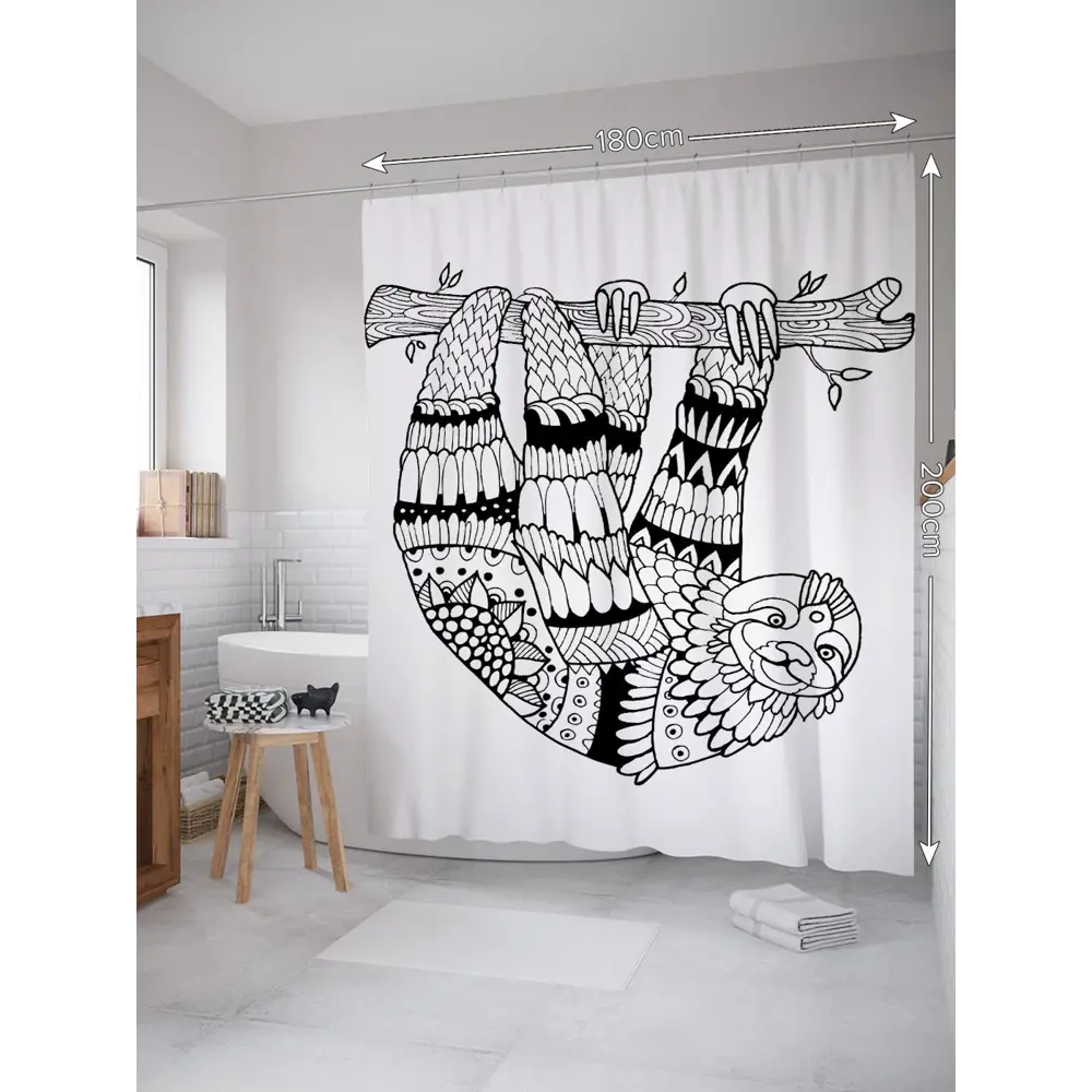 Фото 2 Шторка для ванной комнаты JoyArty sc_37871 200x180см цвет серый серебристый Фото 2 Шторка для ванной комнаты JoyArty sc_37871 200x180см цвет серый серебристый