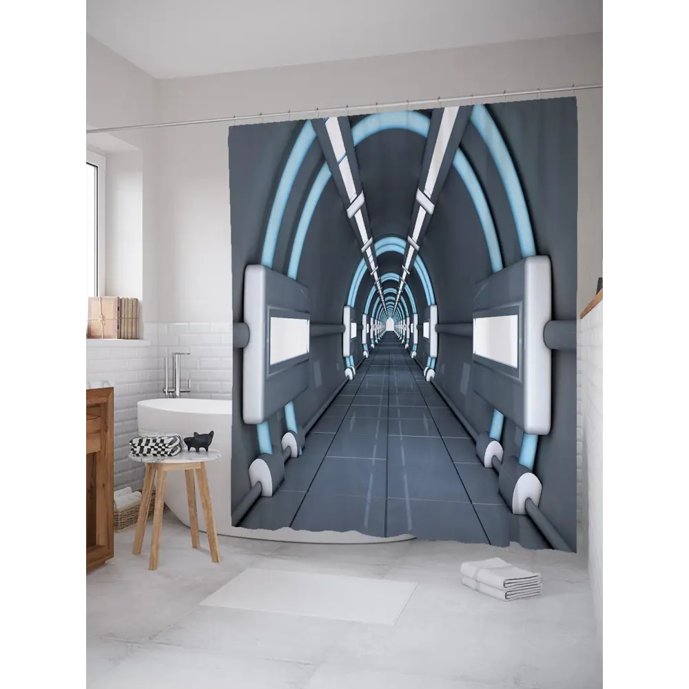 Фото Шторка для ванной комнаты JoyArty sc_21677 200x180см цвет синий