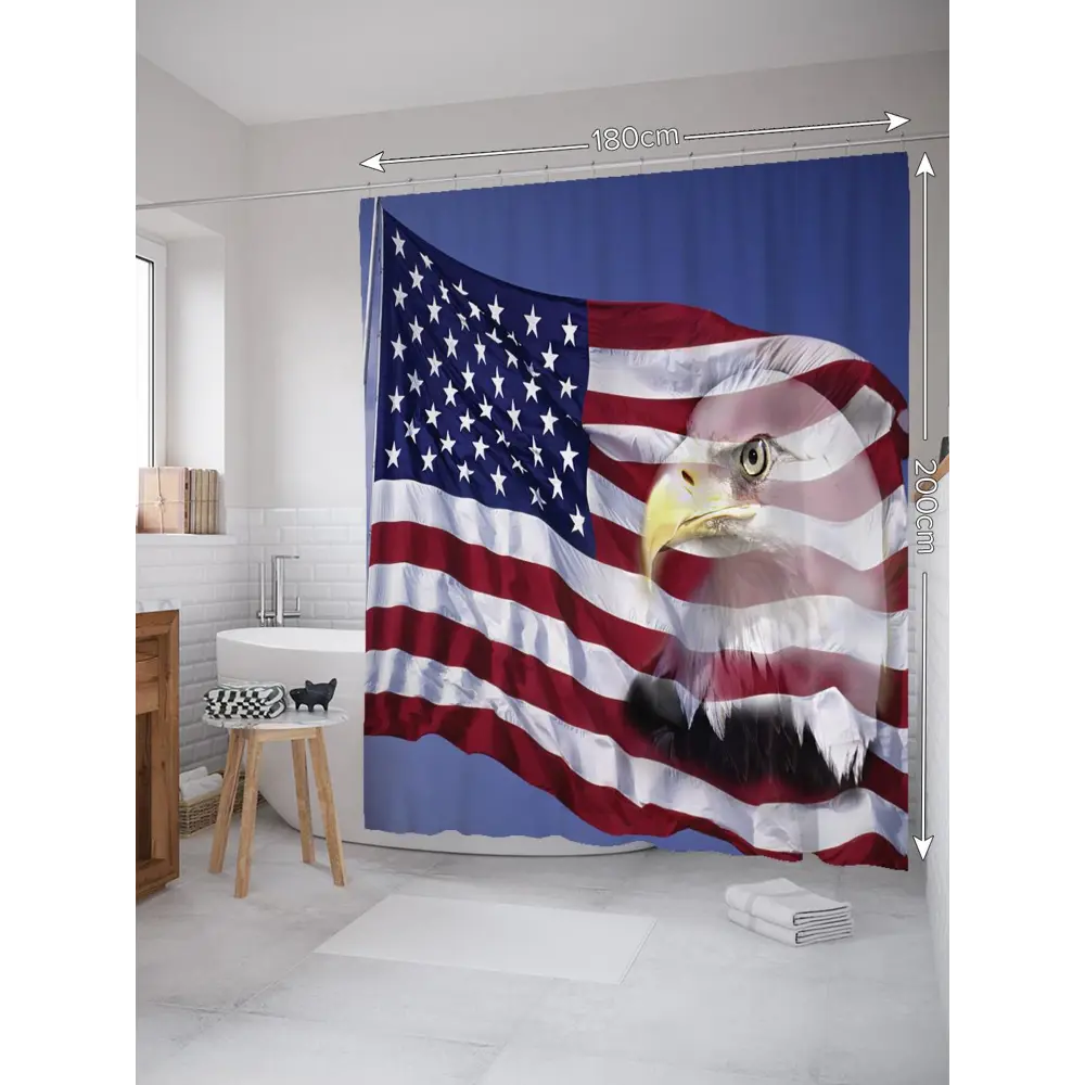 Фото 2 Шторка для ванной комнаты JoyArty sc_20706 200х180см цвет синий