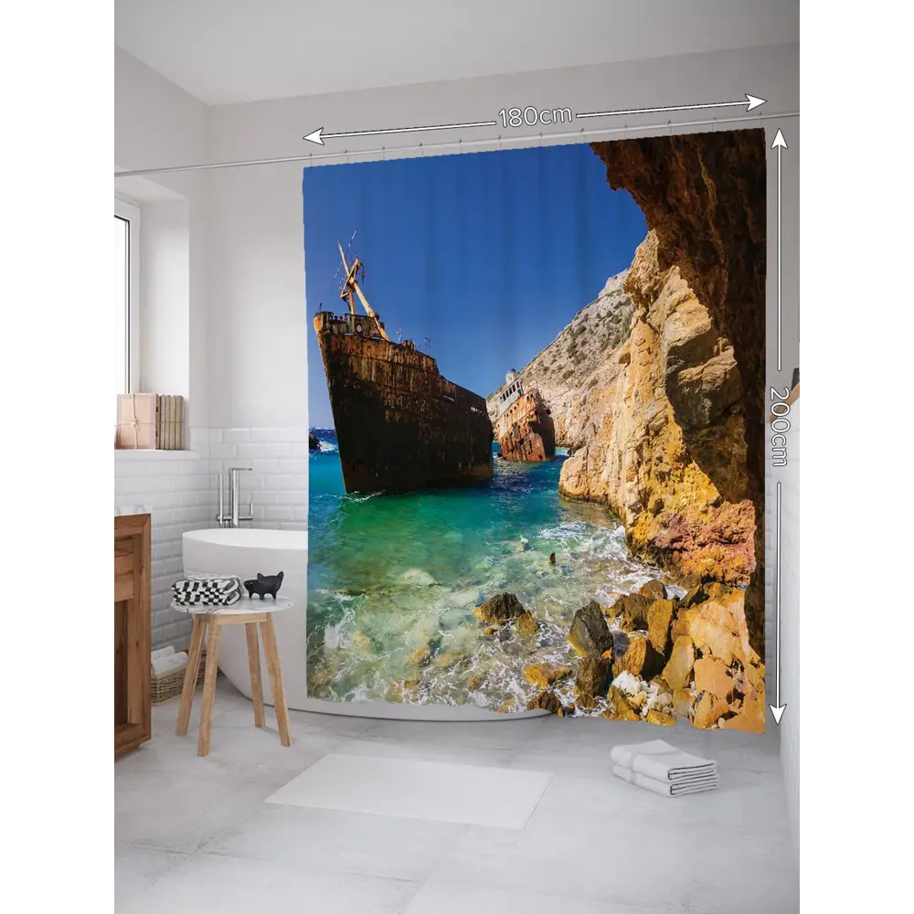 Фото 2 Шторка для ванной комнаты JoyArty sc_20557 200x180см цвет синий