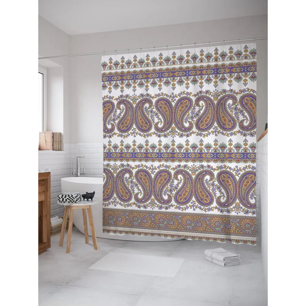 Фото Шторка для ванной комнаты JoyArty sc_21974 200x180см цвет серый серебристый