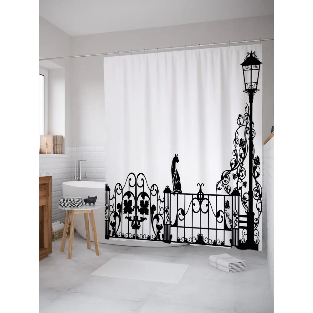 Фото Шторка для ванной комнаты JoyArty sc_36596 200x180см цвет серый серебристый