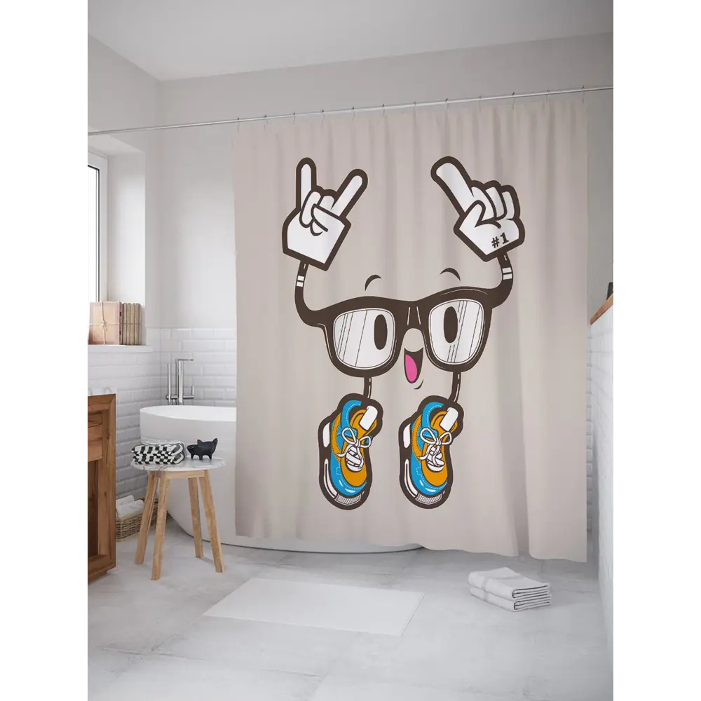 Фото Шторка для ванной комнаты JoyArty sc_29849 200x180см цвет серый серебристый