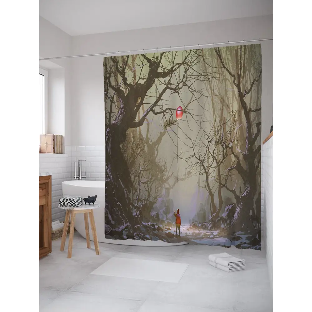 Фото Шторка для ванной комнаты JoyArty sc_23072 200x180см цвет серый серебристый