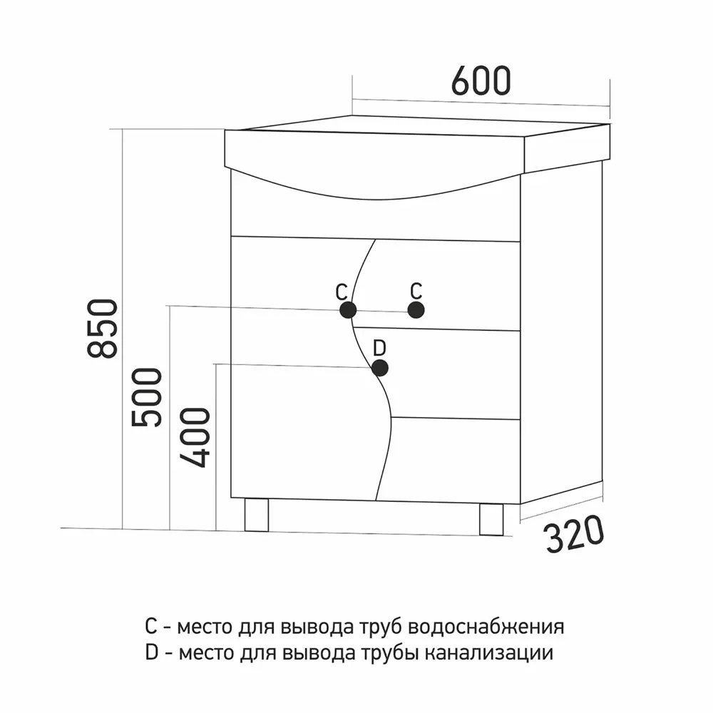 Фото 4 Тумба под раковину MixLine ВЕНЕЦИЯ-60 547187 55.5см цвет голубой