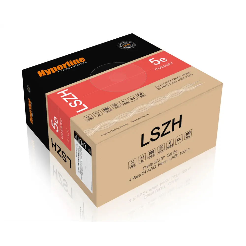 Фото 2 Кабель Hyperline витая пара UUTP4-C5E-P24-IN-LSZH-WH-100 неэкранированная U/UTP 100 м Фото 2 Кабель Hyperline витая пара UUTP4-C5E-P24-IN-LSZH-WH-100 неэкранированная U/UTP 100 м