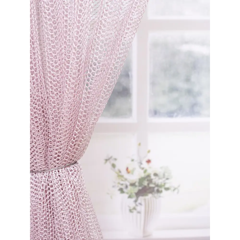 Фото Тюль на шторной ленте Соты 400x260 цвет розовый