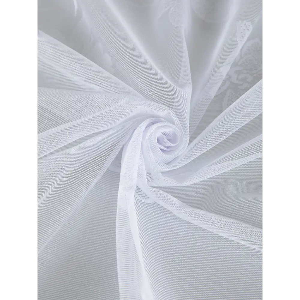 Фото 2 Тюль на шторной ленте для кухни Арка 300х170 рисунок цветочный цвет белый Фото 2 Тюль на шторной ленте для кухни Арка 300х170 рисунок цветочный цвет белый