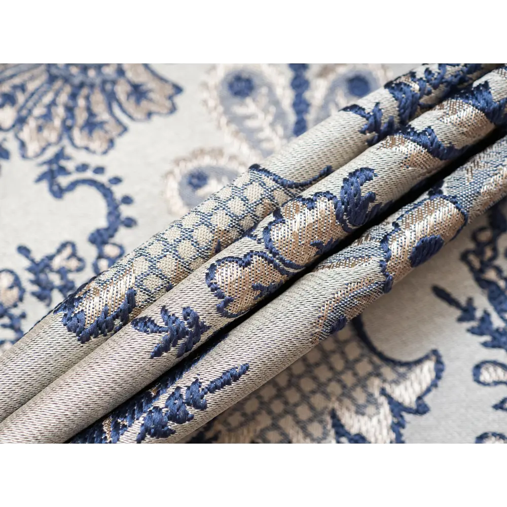 Фото 4 Штора на шторной ленте Олимп 200x270 рисунок вензель цвет синий