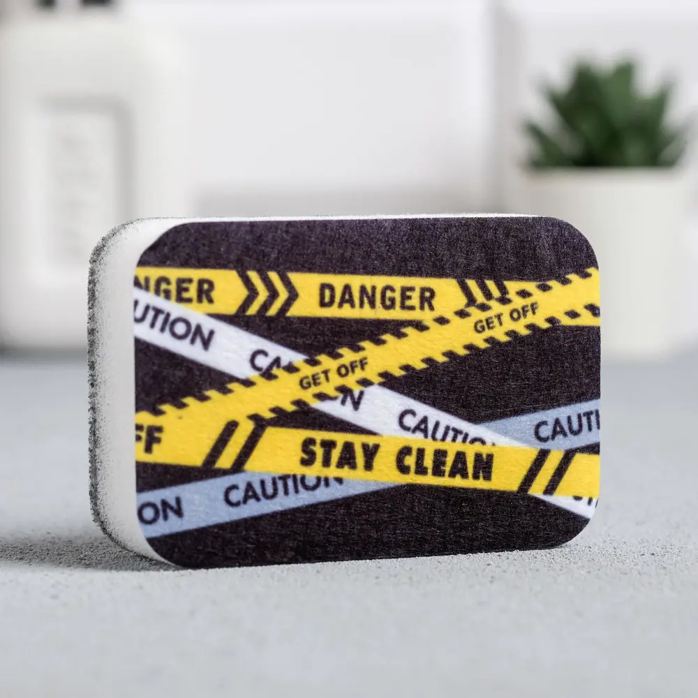 Фото Губка для мытья посуды SIMALAND Caution - stay clean 5122303 Фото Губка для мытья посуды SIMALAND Caution - stay clean 5122303
