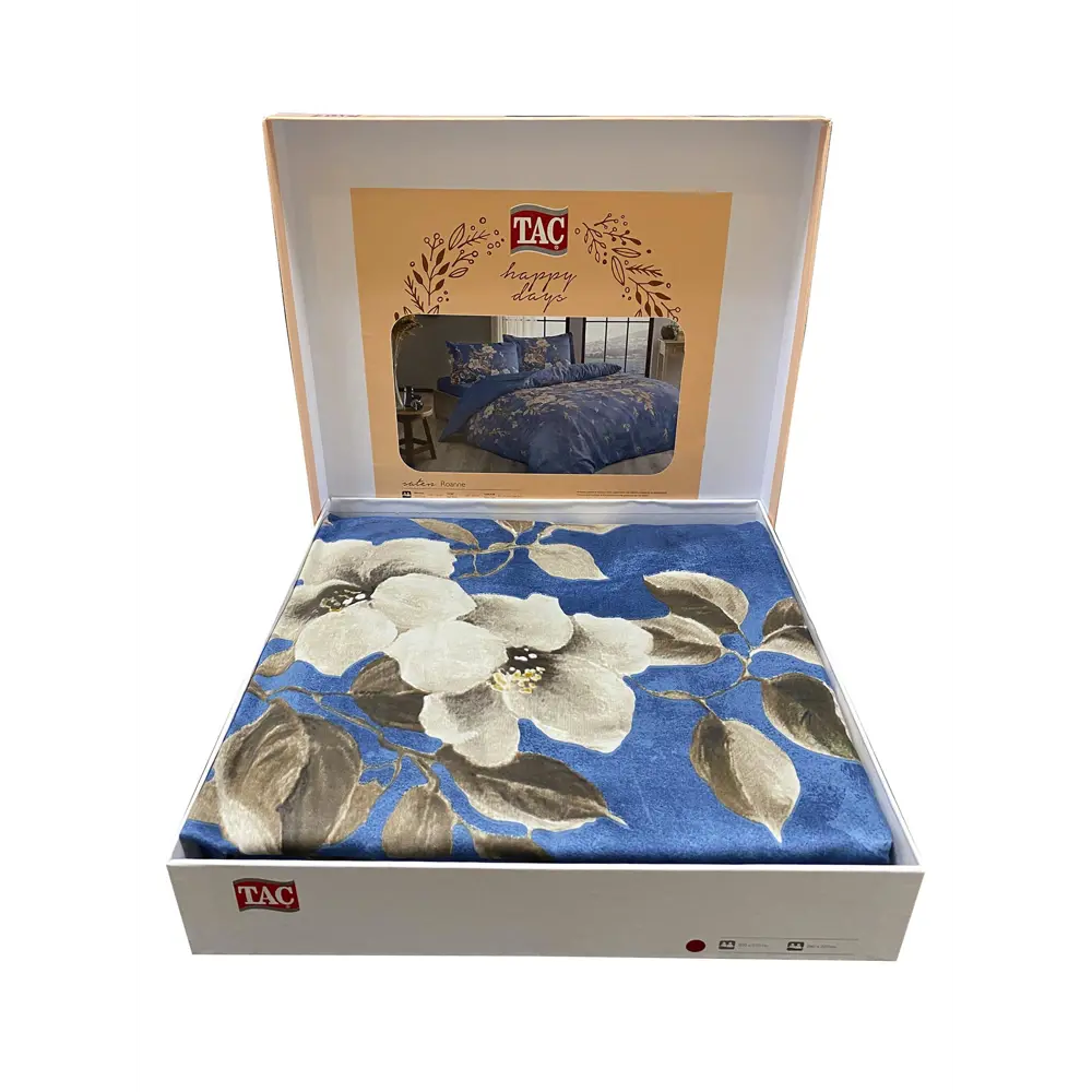 Фото 2 Комплект постельного белья Tac SATEN 3254-64149, евро, сатин цвет синий Фото 2 Комплект постельного белья Tac SATEN 3254-64149, евро, сатин цвет синий