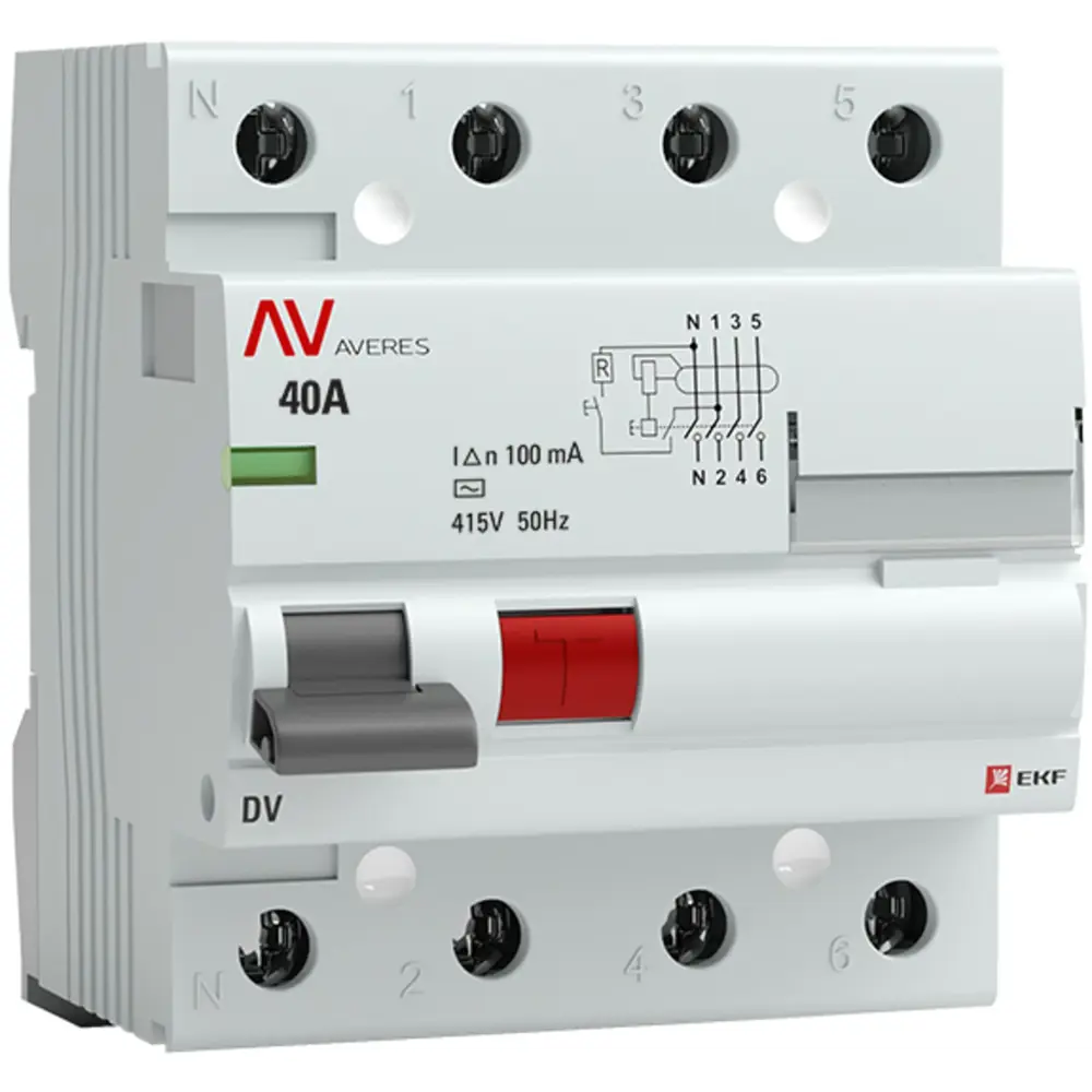 Фото УЗО EKF Averes DV 4P A 40 мА 100 кА AC Фото УЗО EKF Averes DV 4P A 40 мА 100 кА AC