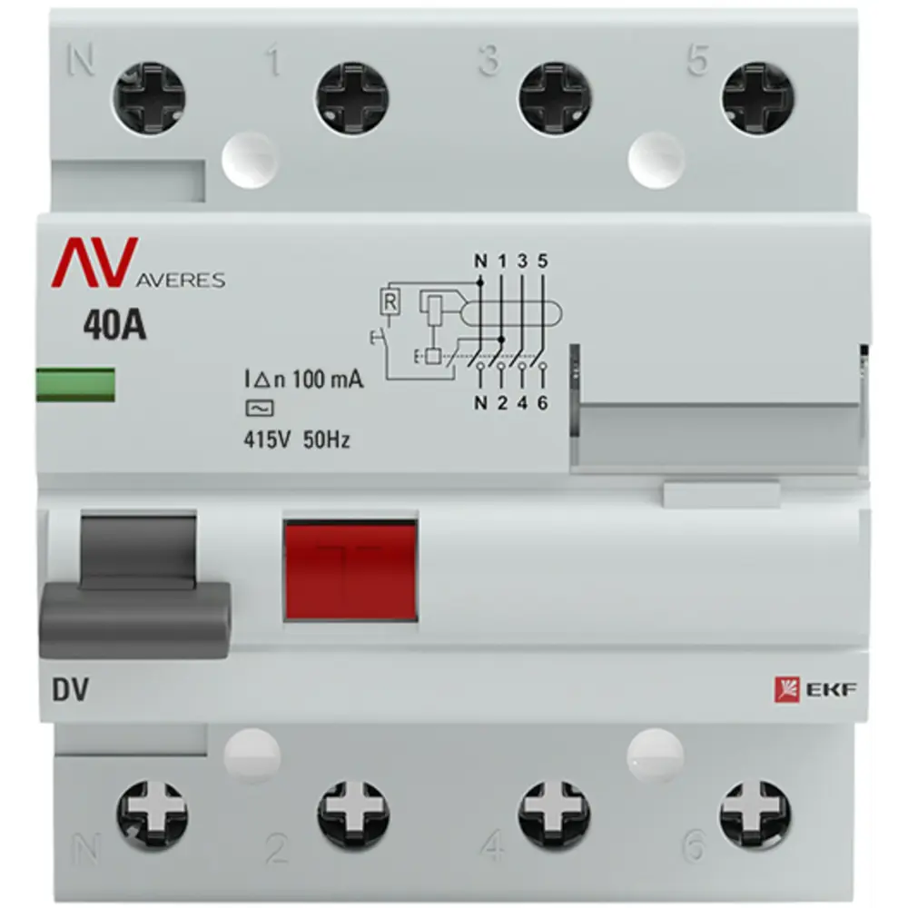 Фото 2 УЗО EKF Averes DV 4P A 40 мА 100 кА AC Фото 2 УЗО EKF Averes DV 4P A 40 мА 100 кА AC