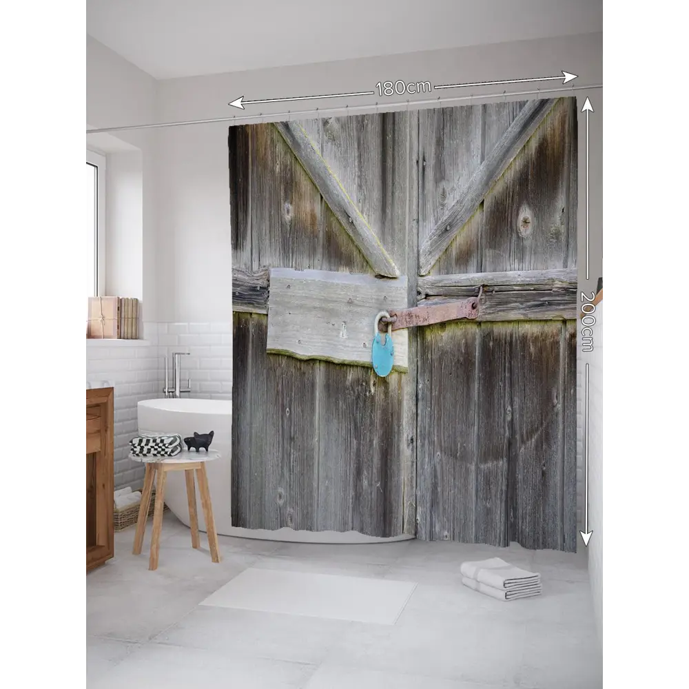 Фото 2 Шторка для ванной комнаты JoyArty sc_9793 200x180см цвет серый серебристый