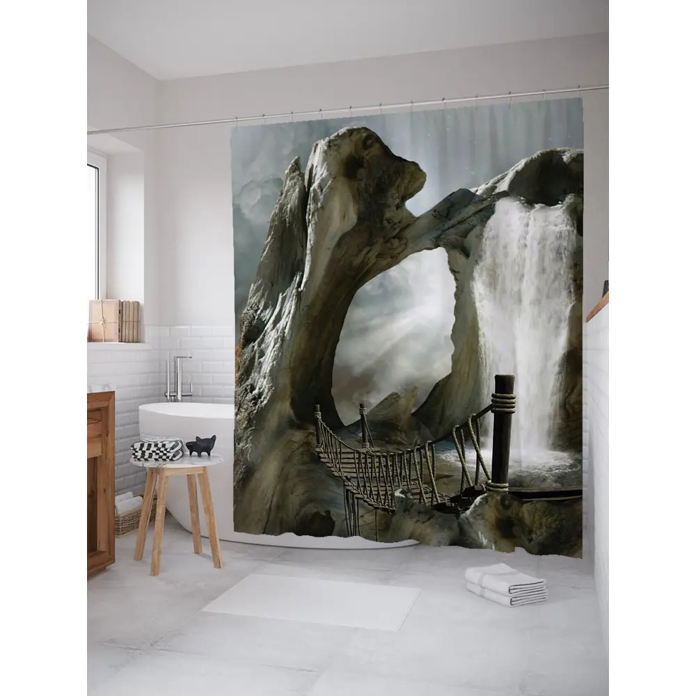 Фото Шторка для ванной комнаты JoyArty sc_3367 200x180см цвет серый серебристый