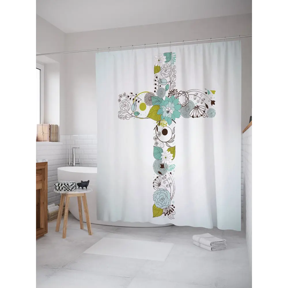 Фото Шторка для ванной комнаты JoyArty sc_9579 200x180см цвет синий