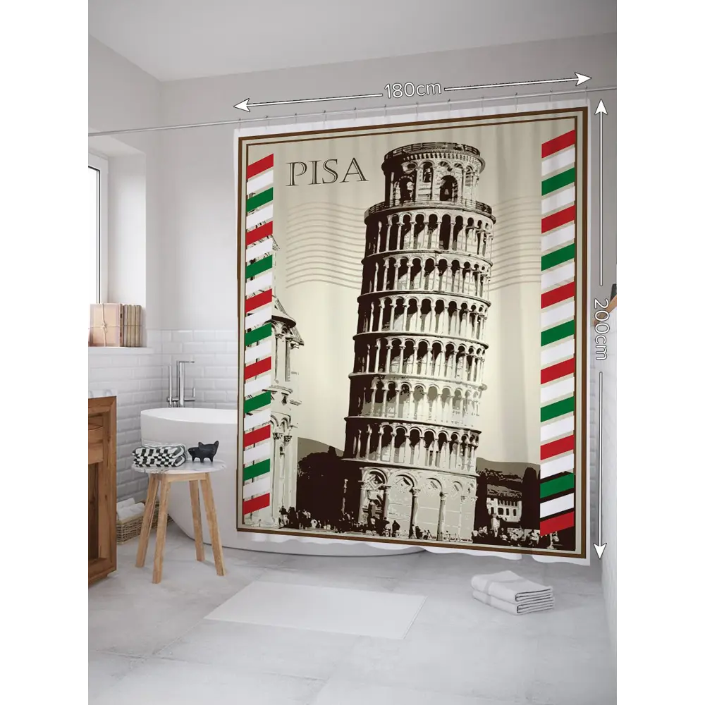 Фото 2 Шторка для ванной комнаты JoyArty sc_7258 200x180см цвет серый серебристый