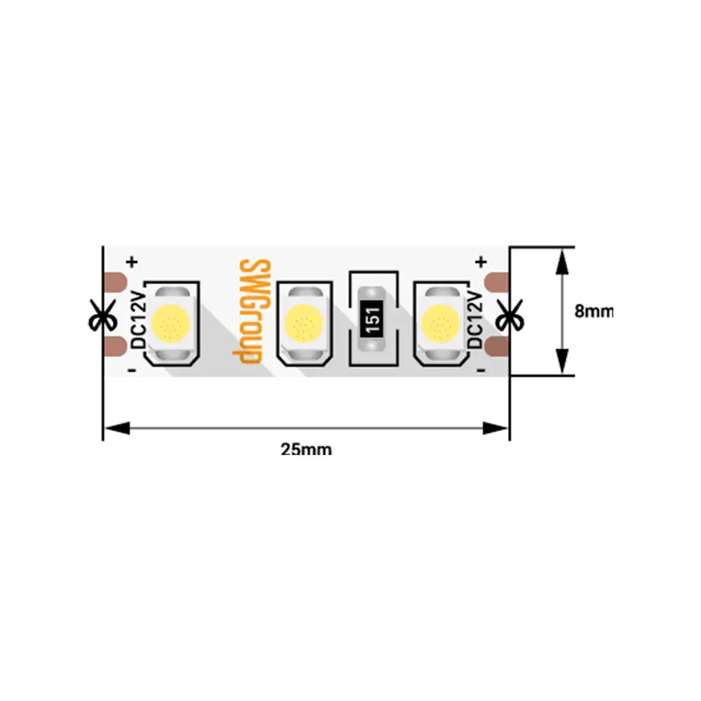 Фото Светодиодная лента SWG SWG3120-12-9.6-W-M 120 диод/9.6 Вт/м 12 В IP20 5 м холодный белый свет Фото Светодиодная лента SWG SWG3120-12-9.6-W-M 120 диод/9.6 Вт/м 12 В IP20 5 м холодный белый свет