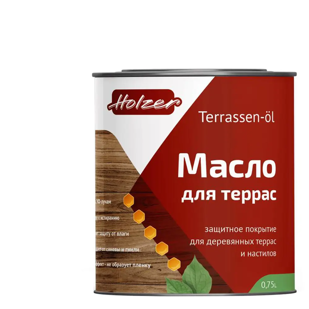Фото Масло для террас HOLZER Mterras075 цвет прозрачный 0.75 л Фото Масло для террас HOLZER Mterras075 цвет прозрачный 0.75 л