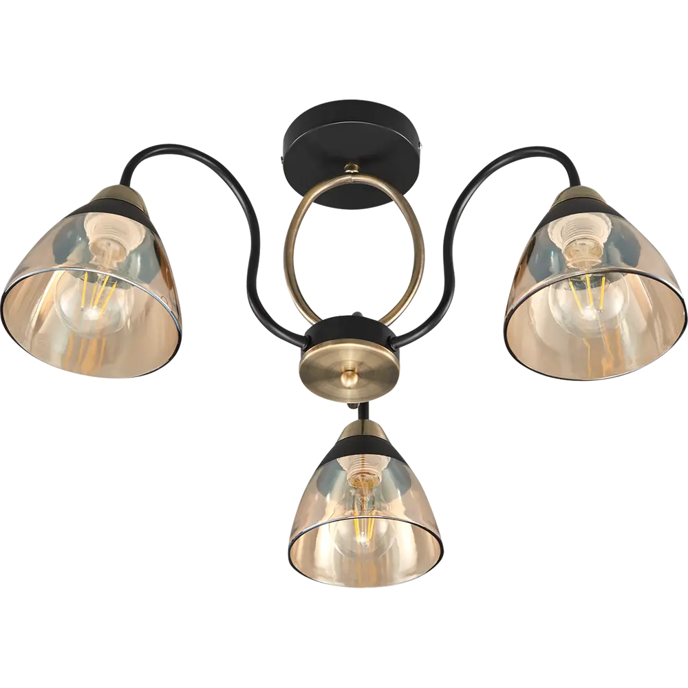 Фото Люстра потолочная JLIGHT FIONA 3 лампы 18 м², цвет черный/бронза Фото Люстра потолочная JLIGHT FIONA 3 лампы 18 м², цвет черный/бронза