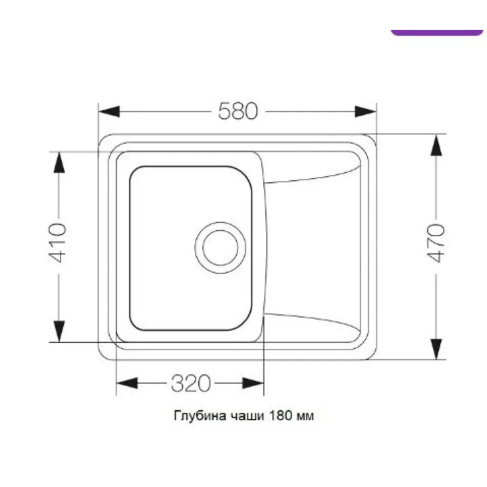 Фото Мойка под столешницу Mercury 47.50x58.50 глубина 18 см искусственный камень цвет песок