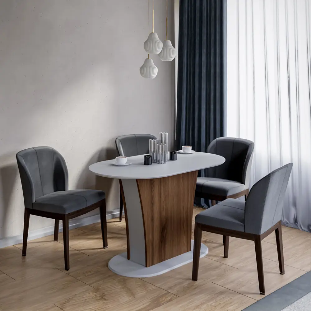 Фото 2 Кухонный стол Bohemia home First120wh-koup овал 80x75 см панель ДСП с ламинацией цвет белый Фото 2 Кухонный стол Bohemia home First120wh-koup овал 80x75 см панель ДСП с ламинацией цвет белый