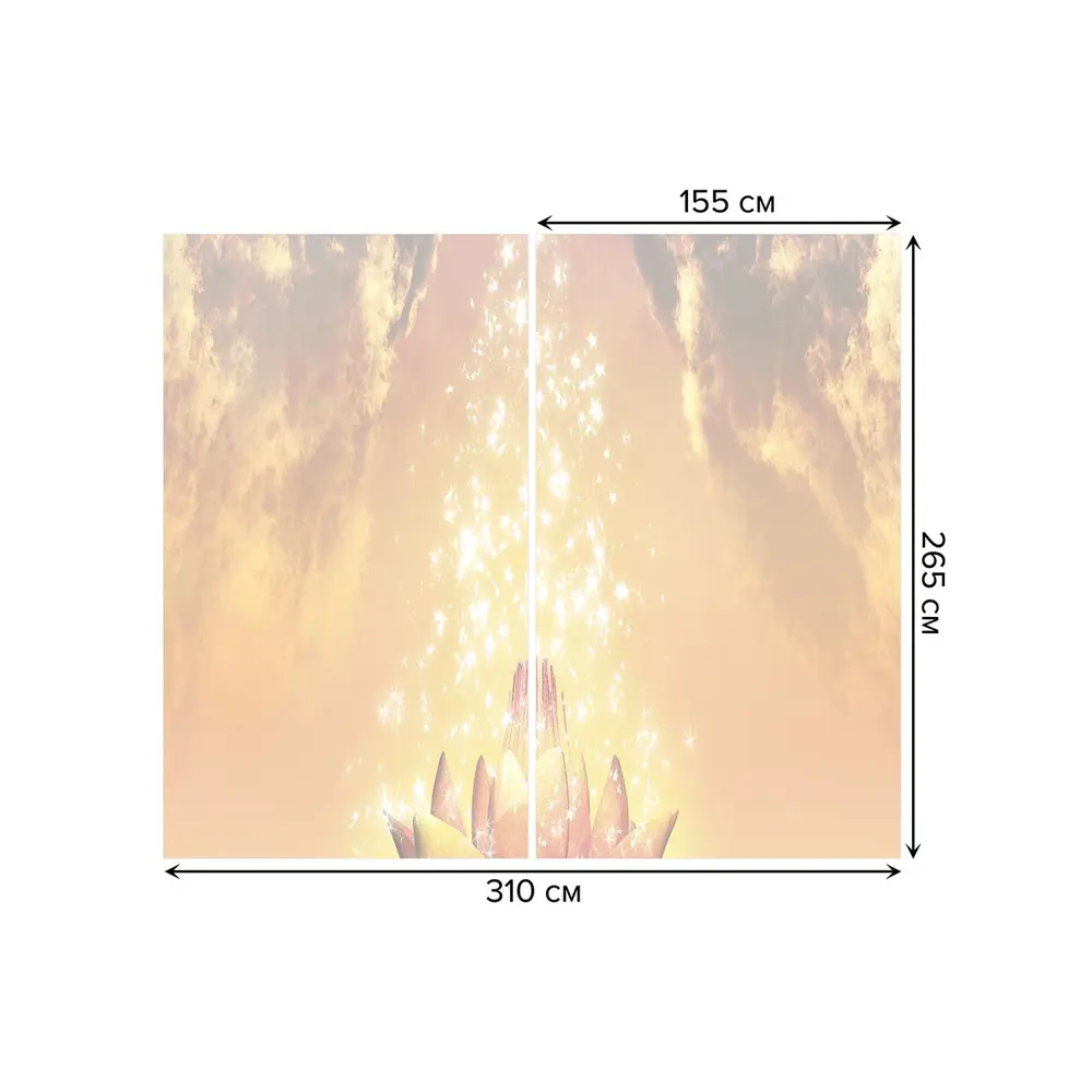 Фото 3 Тюль на шторной ленте Искрящийся цветок 310х265 см рисунок растительный цвет оранжевый