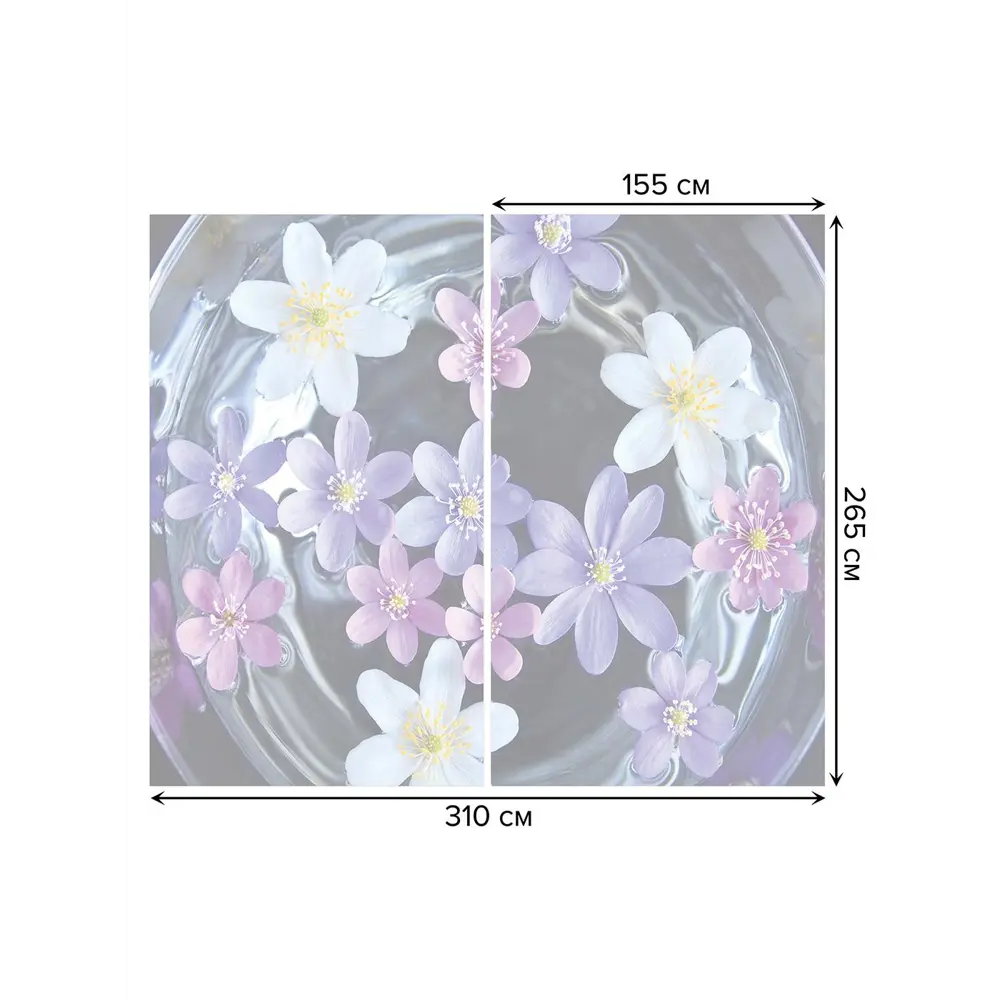 Фото 3 Тюль на шторной ленте Цветочный стакан 310х265 см рисунок растительный цвет фиолетовый
