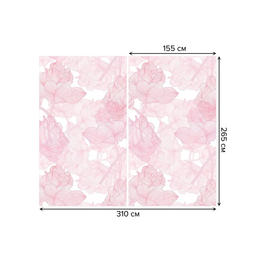 Фото 3 Тюль на шторной ленте Букет из роз 310х265 см рисунок растительный цвет розовый