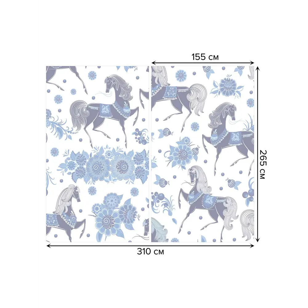 Фото 3 Тюль на шторной ленте Сказочные лошади 310х265 см рисунок растительный цвет розовый