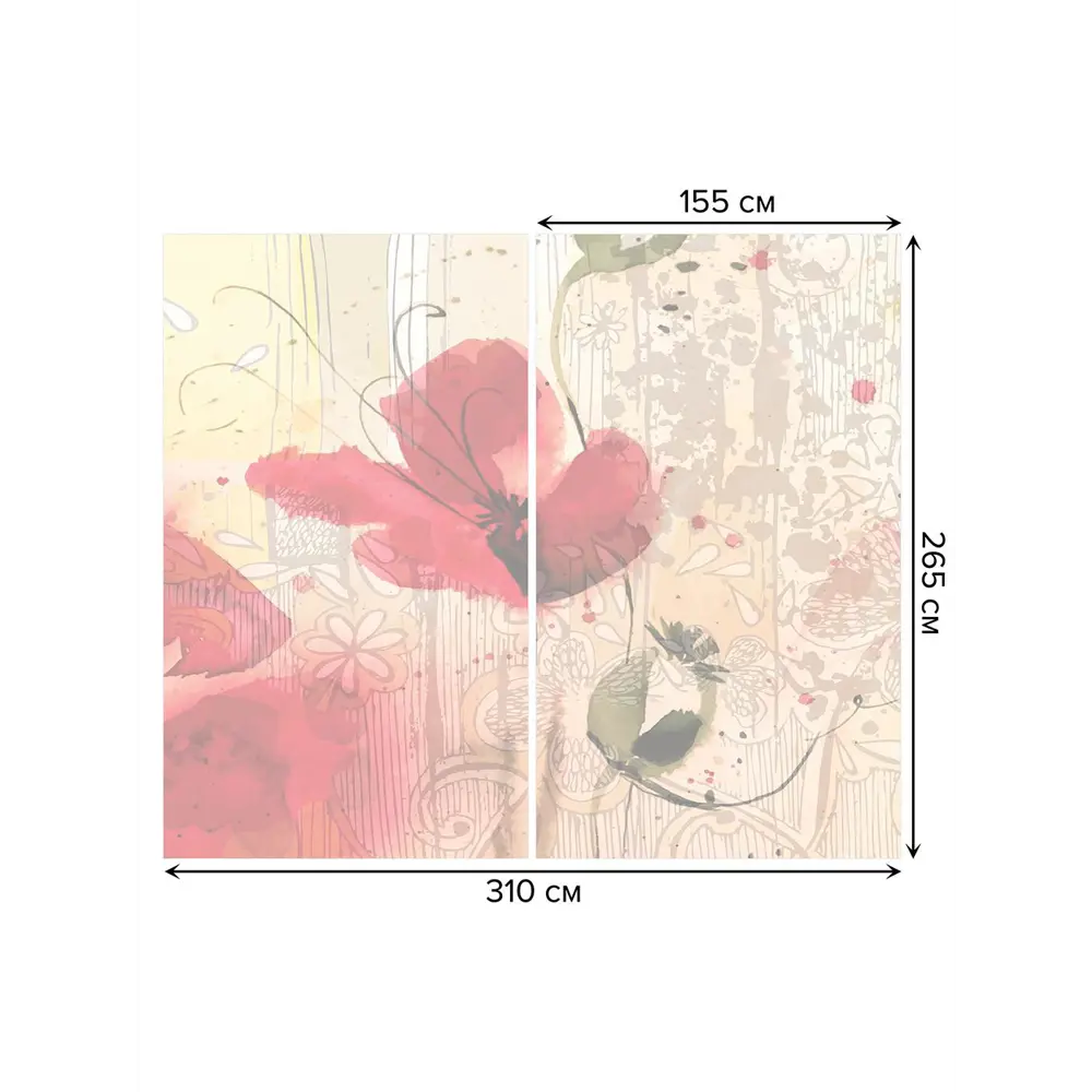 Фото 3 Тюль на шторной ленте Цветочные письмена 310х265 см рисунок вензель цвет розовый