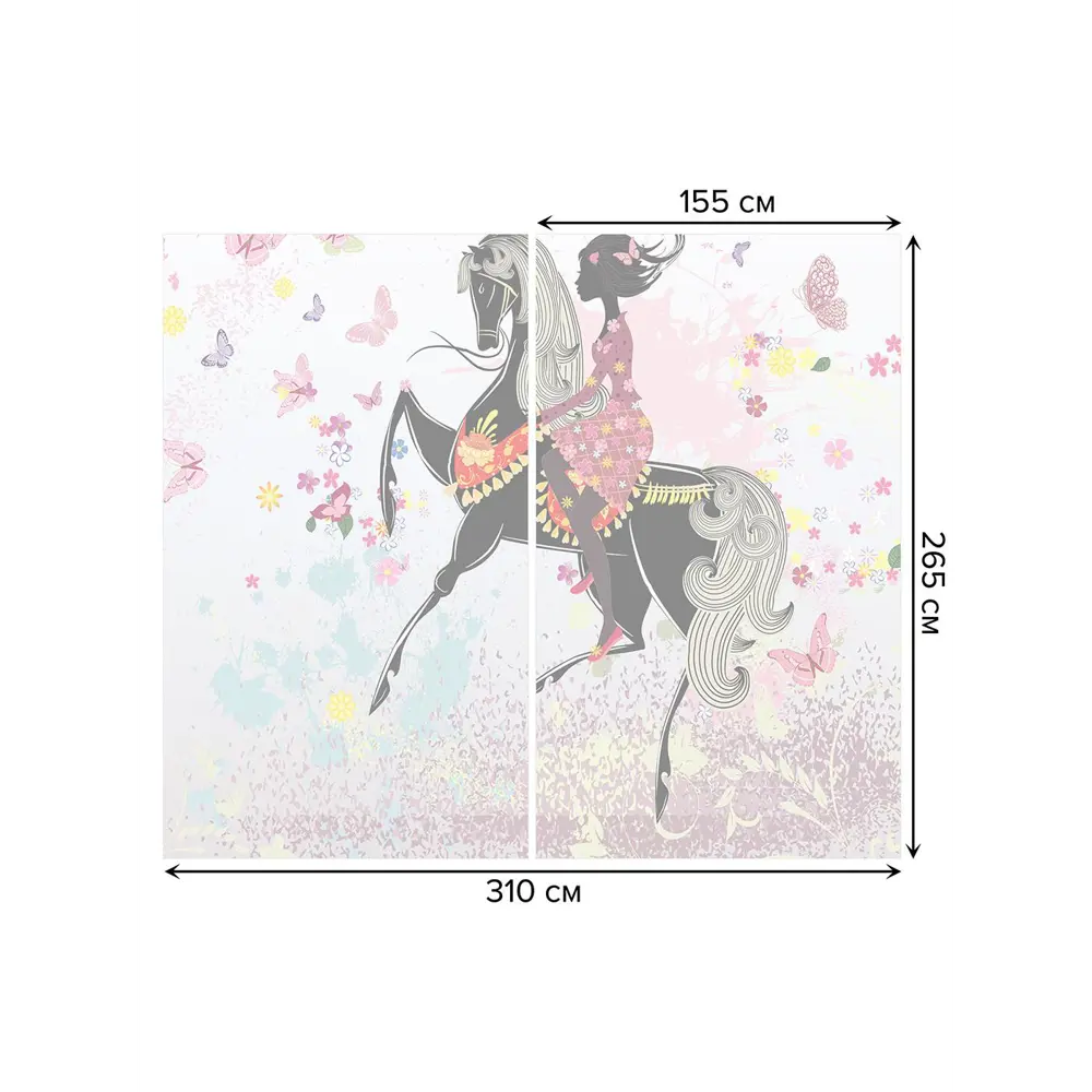 Фото 3 Тюль на шторной ленте Привлекательная всадница 310х265 см рисунок природный цвет розовый