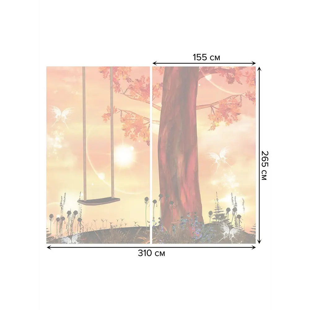 Фото 3 Тюль на шторной ленте Сказочные качели 310х265 см рисунок растительный цвет кирпичный