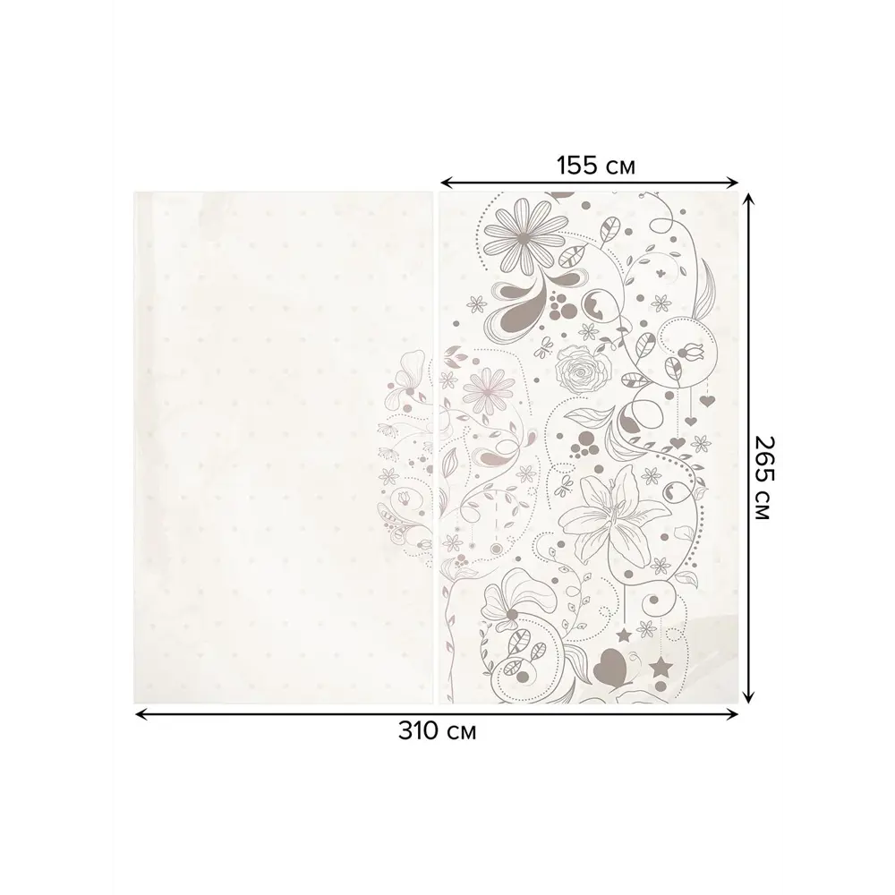 Фото 3 Тюль на шторной ленте Цветочный образ 310х265 см рисунок растительный цвет серый