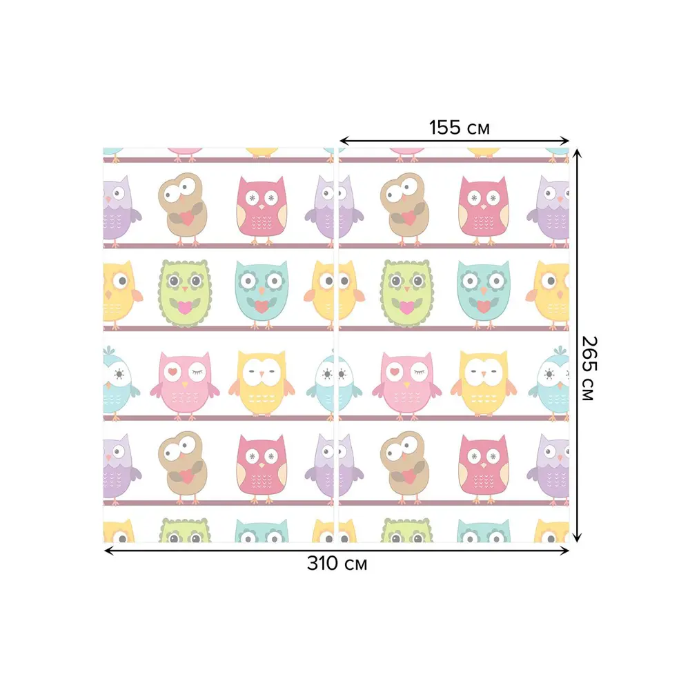 Фото 3 Тюль на шторной ленте Филины и совы 310х265 см цвет розовый